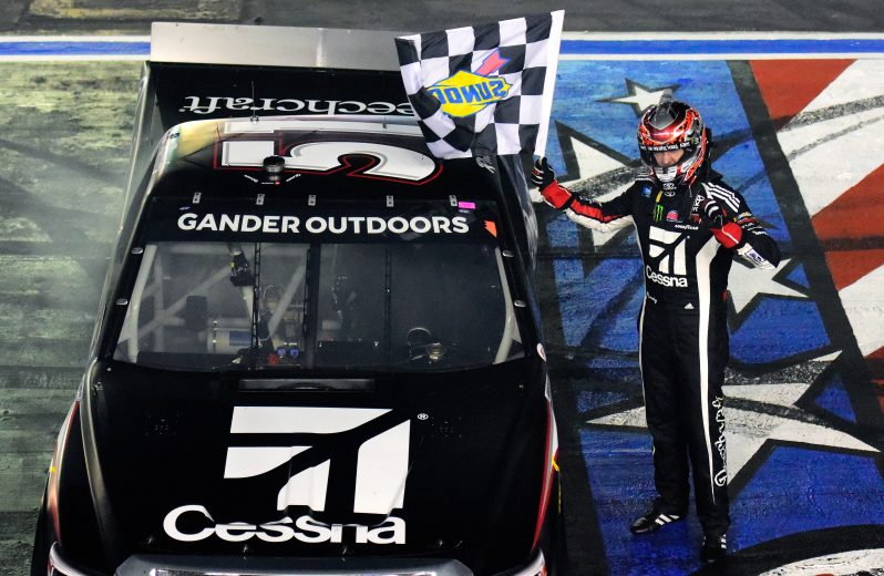 CHARLOTTE, NC - MAY 17: Kyle Busch, driver of the #51 Cessna Toyota, celebrates winning the NASCAR Gander Outdoors Truck Series North Carolina Education Lottery 200 at Charlotte Motor Speedway on May 17, 2019 in Charlotte, North Carolina. (Photo by Jared C. Tilton/Getty Images) | Getty Images