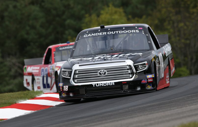BOWMANVILLE,ON - AUGUST 24:  Harrison Burton #18 driving the Safelite AutoGlass Toyota practices during the Chevrolet Silverado 250 Gander Nascar Outdoor Truck Series event at Canadian Tire Motorsport Park on August 24, 2019 in Bowmanville, Ontario, Canada. (Photo by Claus Andersen/Getty Images) | Getty Images