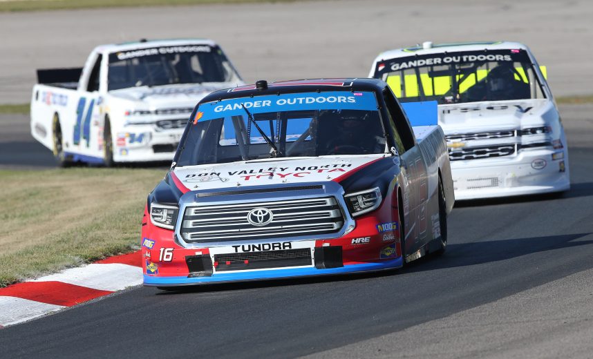 BOWMANVILLE, ON - AUGUST 25:  Auston Hill #16 driving the Don Valley North Toyota qualifies during the Chevrolet Silverado 250 Gander Nascar Outdoor Truck Series event at Canadian Tire Motorsport Park on August 25, 2019 in Bowmanville, Ontario, Canada. (Photo by Claus Andersen/Getty Images) | Getty Images