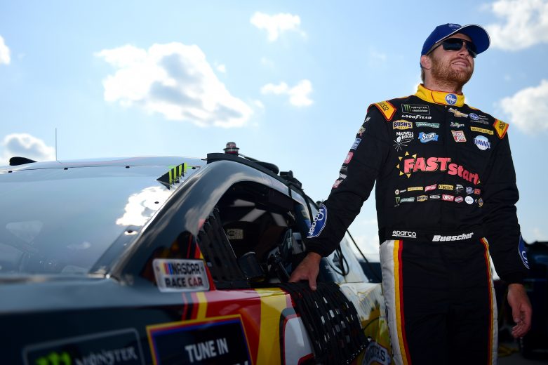 LONG POND, PENNSYLVANIA - JULY 27: Chris Buescher, driver of the #37 Kroger Fast Start Chevrolet, stands on the grid during qualifying for the Monster Energy NASCAR Cup Series Gander RV 400 at Pocono Raceway on July 27, 2019 in Long Pond, Pennsylvania. (Photo by Jared C. Tilton/Getty Images) | Getty Images