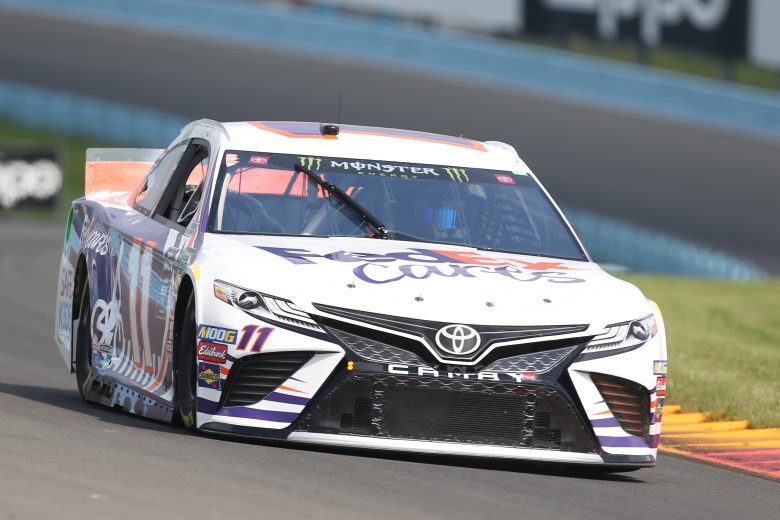 WATKINS GLEN, NEW YORK - AUGUST 03: Denny Hamlin, driver of the #11 FedEx Cares Toyota, drives during practice for the Monster Energy NASCAR Cup Series Go Bowling at The Glen at Watkins Glen International on August 03, 2019 in Watkins Glen, New York. (Photo by Matt Sullivan/Getty Images) | Getty Images