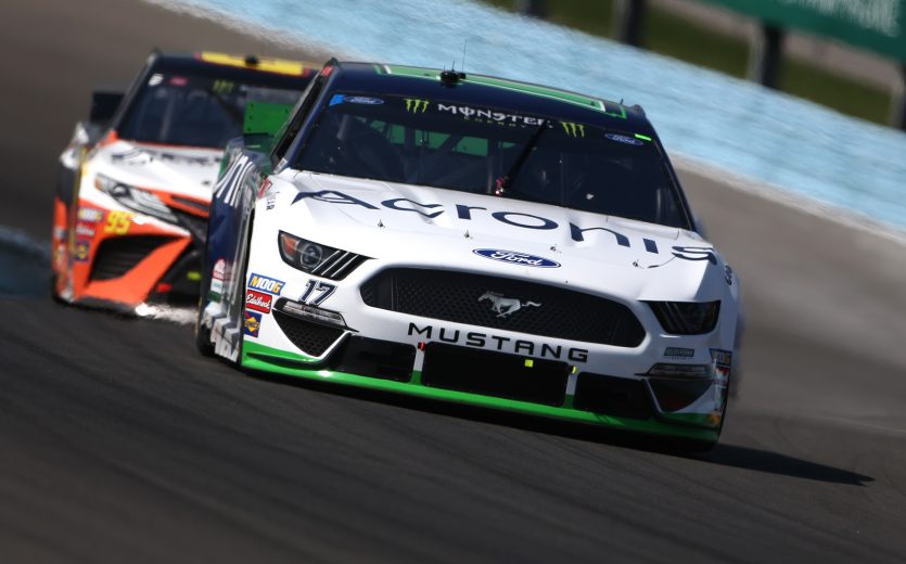 WATKINS GLEN, NEW YORK - AUGUST 04: Ricky Stenhouse Jr, driver of the #17 Acronis Ford, leads a pack of cars during the Monster Energy NASCAR Cup Series Go Bowling at The Glen at Watkins Glen International on August 04, 2019 in Watkins Glen, New York. (Photo by Brian Lawdermilk/Getty Images) | Getty Images