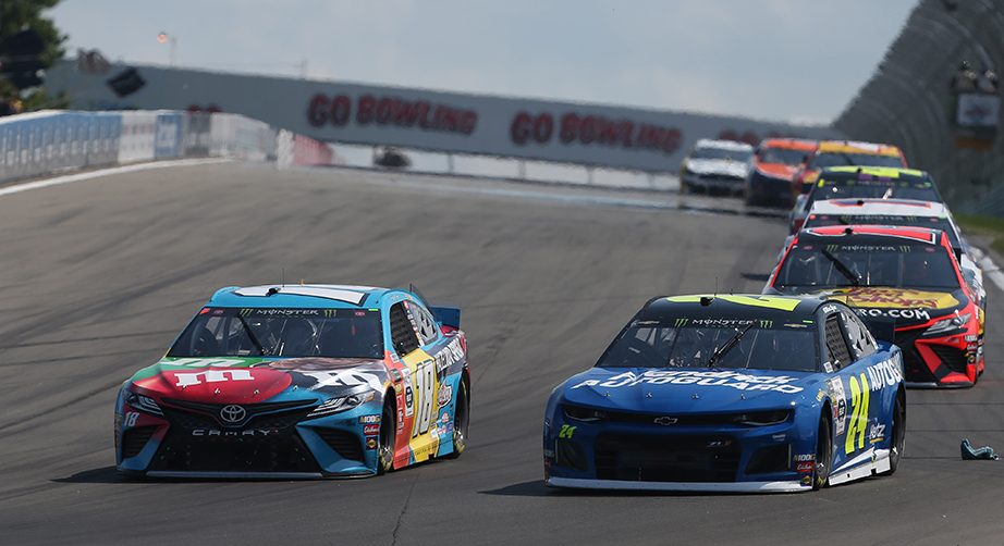 Kyle Busch and William Byron race into Turn 1 at Watkins Glen.