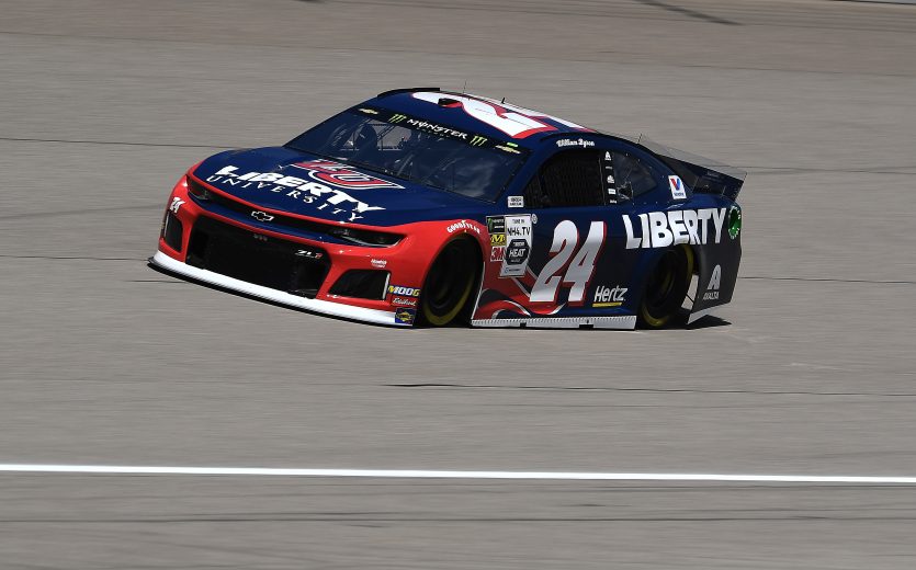 BROOKLYN, MICHIGAN - AUGUST 09: William Byron, driver of the #24 Liberty University ChevroleWilliam Byron, driver of the #24 Liberty University Chevrolet,drives during practice for the Monster Energy NASCAR Cup Series Consumers Energy 400 at Michigan International Speedway on August 09, 2019 in Brooklyn, Michigan. (Photo by Stacy Revere/Getty Images) | Getty Images