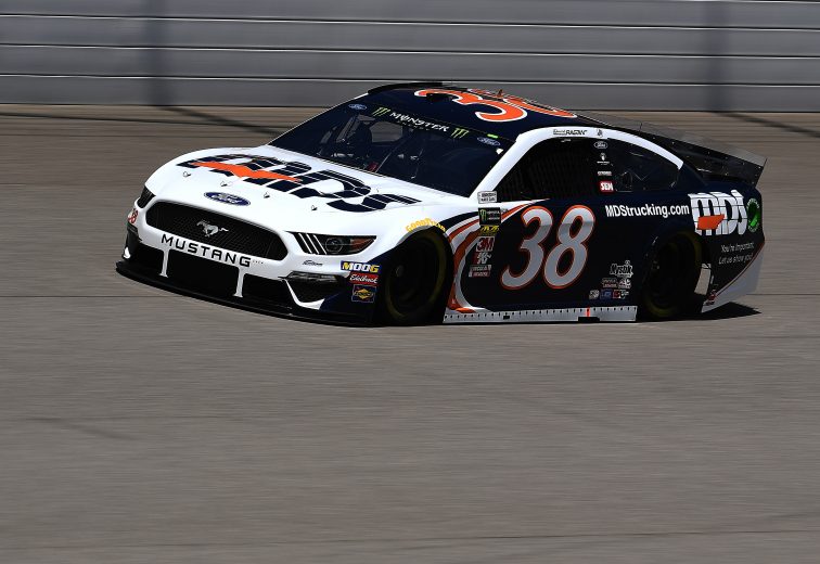 BROOKLYN, MICHIGAN - AUGUST 09: David Ragan, driver of the #38 MDS Transport ForDavid Ragan, driver of the #38 MDS Transport Ford,drives during practice for the Monster Energy NASCAR Cup Series Consumers Energy 400 at Michigan International Speedway on August 09, 2019 in Brooklyn, Michigan. (Photo by Stacy Revere/Getty Images) | Getty Images