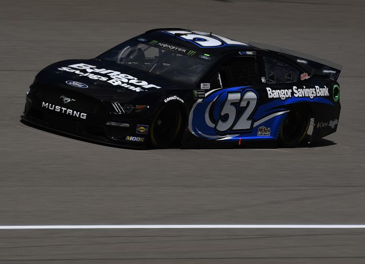BROOKLYN, MICHIGAN - AUGUST 09: Austin Theriault, driver of the #52 BANGOR BANK Ford, drives during practice for the Monster Energy NASCAR Cup Series Consumers Energy 400 at Michigan International Speedway on August 09, 2019 in Brooklyn, Michigan. (Photo by Stacy Revere/Getty Images) | Getty Images