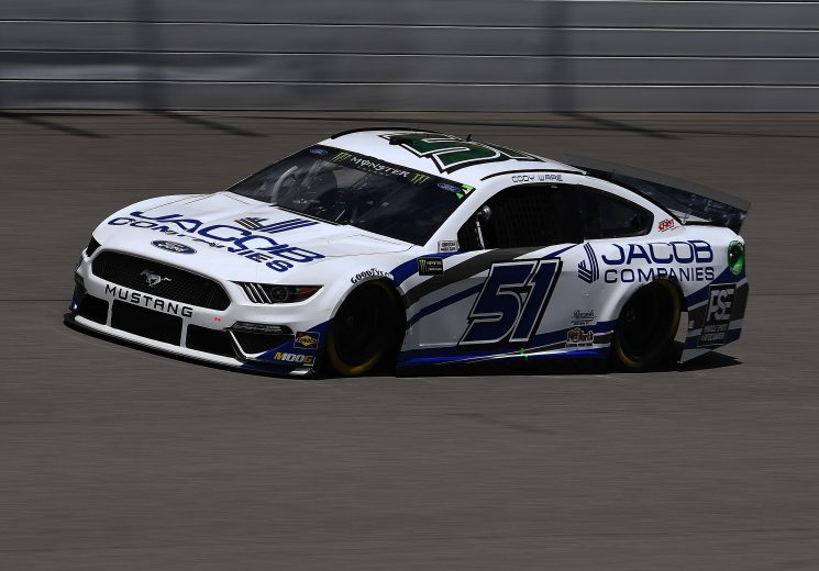 BROOKLYN, MICHIGAN - AUGUST 09: Cody Ware, driver of the #51 JACOB COMPANIES Ford, drives during practice for the Monster Energy NASCAR Cup Series Consumers Energy 400 at Michigan International Speedway on August 09, 2019 in Brooklyn, Michigan. (Photo by Stacy Revere/Getty Images) | Getty Images