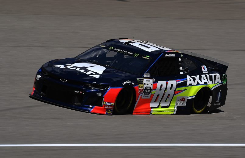 BROOKLYN, MICHIGAN - AUGUST 09: Alex Bowman, driver of the #88 Axalta Chevrolet, drives during practice for the Monster Energy NASCAR Cup Series Consumers Energy 400 at Michigan International Speedway on August 09, 2019 in Brooklyn, Michigan. (Photo by Stacy Revere/Getty Images) | Getty Images