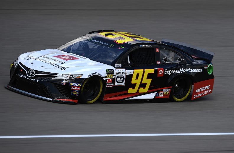 BROOKLYN, MICHIGAN - AUGUST 09: Matt DiBenedetto, driver of the #95 Toyota Express Maintenance Toyota, drives during practice for the Monster Energy NASCAR Cup Series Consumers Energy 400 at Michigan International Speedway on August 09, 2019 in Brooklyn, Michigan. (Photo by Stacy Revere/Getty Images) | Getty Images