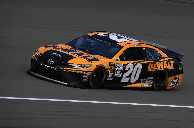 BROOKLYN, MICHIGAN - AUGUST 09: Erik Jones, driver of the #20 DeWalt Toyota, drives during practice for the Monster Energy NASCAR Cup Series Consumers Energy 400 at Michigan International Speedway on August 09, 2019 in Brooklyn, Michigan. (Photo by Stacy Revere/Getty Images) | Getty Images