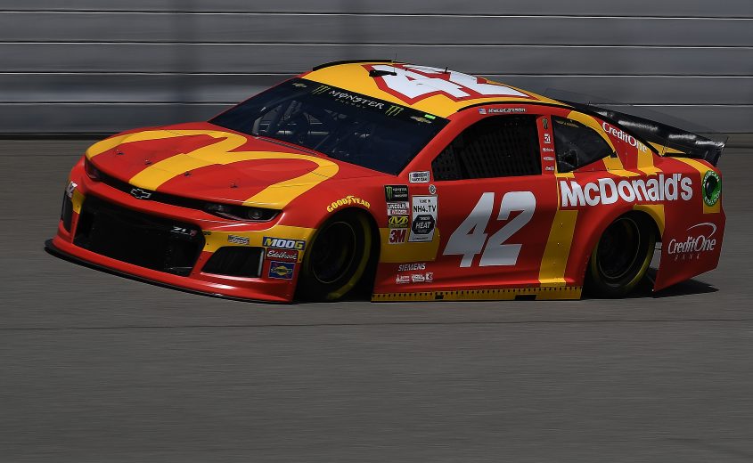 BROOKLYN, MICHIGAN - AUGUST 09: Kyle Larson, driver of the #42 McDonald's Chevrolet, drives during practice for the Monster Energy NASCAR Cup Series Consumers Energy 400 at Michigan International Speedway on August 09, 2019 in Brooklyn, Michigan. (Photo by Stacy Revere/Getty Images) | Getty Images