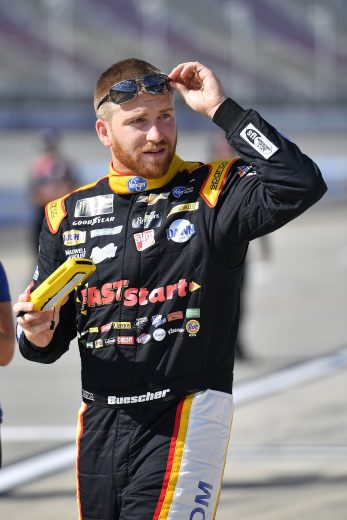 BROOKLYN, MICHIGAN - AUGUST 09: Chris Buescher, driver of the #37 Kroger Fast Start Chevrolet, walks to his car during qualifying for the Monster Energy NASCAR Cup Series Consumers Energy 400 at Michigan International Speedway on August 09, 2019 in Brooklyn, Michigan. (Photo by Quinn Harris/Getty Images) | Getty Images