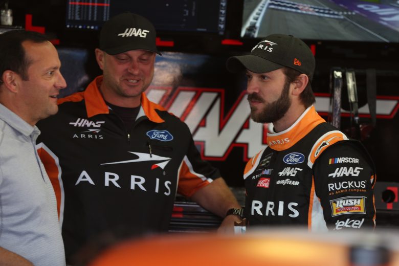 BROOKLYN, MICHIGAN - AUGUST 10: Daniel Suarez, driver of the #41 ARRIS Ford, talks with crew members during practice for the Monster Energy NASCAR Cup Series Consumers Energy 400 at Michigan International Speedway on August 10, 2019 in Brooklyn, Michigan. (Photo by Matt Sullivan/Getty Images) | Getty Images