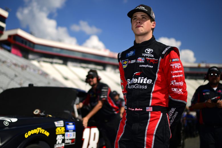 BRISTOL, TENNESSEE - AUGUST 15: Harrison Burton, driver of the #18 Safelite AutoGlass Toyota, walks on the grid during qualifying for the NASCAR Gander Outdoor Truck Series UNOH 200 presented by Ohio Logistics at Bristol Motor Speedway on August 15, 2019 in Bristol, Tennessee. (Photo by Jared C. Tilton/Getty Images) | Getty Images
