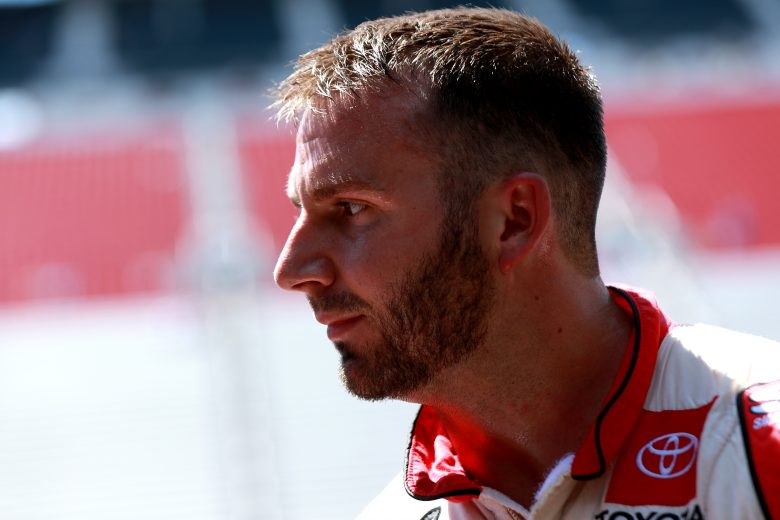 Matt DiBenedetto in the Bristol Motor Speedway garage.