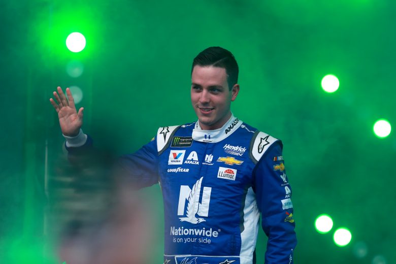 BRISTOL, TENNESSEE - AUGUST 17: Alex Bowman, driver of the #88 Nationwide Chevrolet, is introduced prior to the Monster Energy NASCAR Cup Series Bass Pro Shops NRA Night Race at Bristol Motor Speedway on August 17, 2019 in Bristol, Tennessee. (Photo by Sean Gardner/Getty Images) | Getty Images