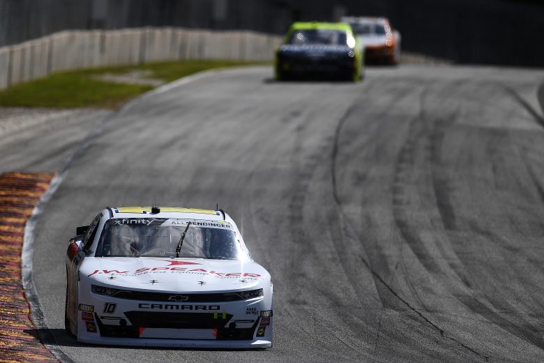 ELKHART LAKE, WISCONSIN - AUGUST 24: AJ Allmendinger, driver of the #10 J.W. Speaker/ CTECH Chevrolet, leads a pack of cars during the NASCAR Xfinity Series CTECH Manufacturing 180 at Road America on August 24, 2019 in Elkhart Lake, Wisconsin. (Photo by Stacy Revere/Getty Images) | Getty Images