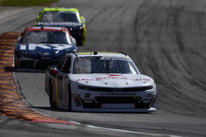 ELKHART LAKE, WISCONSIN - AUGUST 24: AJ Allmendinger, driver of the #10 J.W. Speaker/ CTECH Chevrolet, leads a pack of cars during the NASCAR Xfinity Series CTECH Manufacturing 180 at Road America on August 24, 2019 in Elkhart Lake, Wisconsin. (Photo by Stacy Revere/Getty Images) | Getty Images