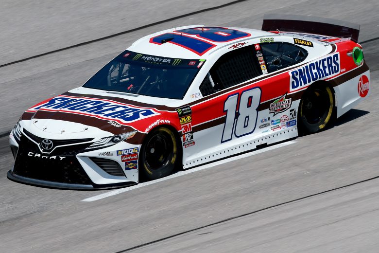 DARLINGTON, SOUTH CAROLINA - AUGUST 30: Kyle Busch, driver of the #18 Snickers Throwback Toyota, practices for the Monster Energy NASCAR Cup Series Bojangles' Southern 500 at Darlington Raceway on August 30, 2019 in Darlington, South Carolina. (Photo by Sean Gardner/Getty Images) | Getty Images
