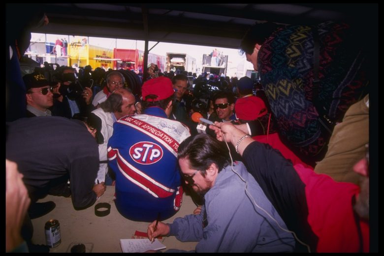 15 Nov 1992: Richard Petty meets with the press after the Hooters 500.