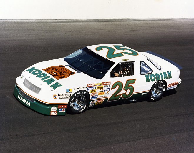 1990s: Ken Schrader drove Kodiak-sponsored Chevrolets on the NASCAR Cup circuit for car owner Rick Hendrick from 1990 through 1994, scoring two wins, both in 1991. (Photo by ISC Images & Archives via Getty Images)