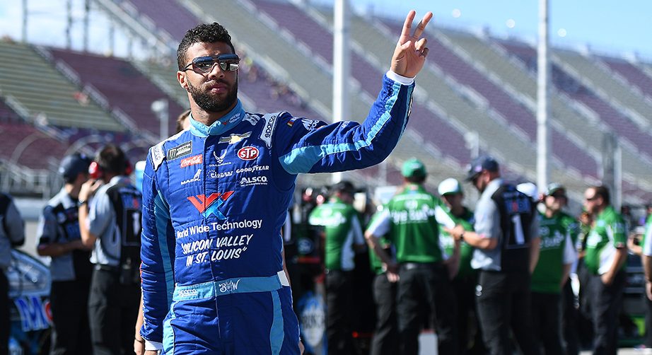 BROOKLYN, MICHIGAN - AUGUST 09: Bubba Wallace, driver of the #43 Victory Junction Chevrolet, walks to his car during qualifying for the Monster Energy NASCAR Cup Series Consumers Energy 400 at Michigan International Speedway on August 09, 2019 in Brooklyn, Michigan. (Photo by Stacy Revere/Getty Images) | Getty Images