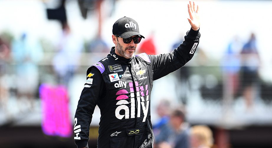 BROOKLYN, MICHIGAN - AUGUST 11: Jimmie Johnson, driver of the #48 Ally Chevrolet, greets the crowd at driver introductions during the Monster Energy NASCAR Cup Series Consumers Energy 400 at Michigan International Speedway on August 11, 2019 in Brooklyn, Michigan. (Photo by Stacy Revere/Getty Images) | Getty Images