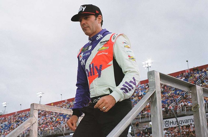 Jimmie Johnson after driver intros at Darlington Raceway