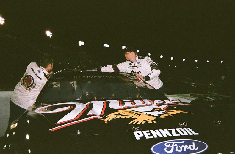 The No. 2 Team Penske crew gets ready for a start at Darlington Raceway