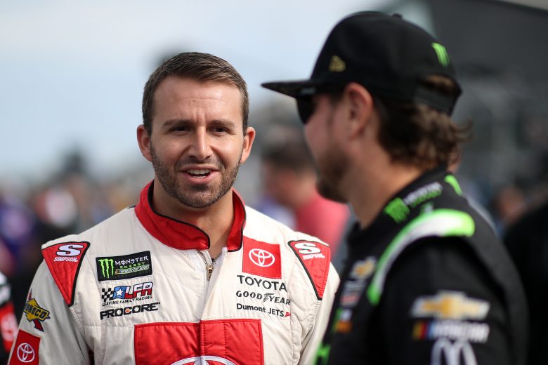 INDIANAPOLIS, INDIANA - SEPTEMBER 07: Matt DiBenedetto, driver of the #95 Horizon Transport Toyota, talks with Kurt Busch, driver of the #1 Monster Energy Chevrolet,  during qualifying for the Monster Energy NASCAR Cup Series Big Machine Vodka 400 at the Brickyard at Indianapolis Motor Speedway on September 08, 2019 in Indianapolis, Indiana. (Photo by Chris Graythen/Getty Images) | Getty Images
