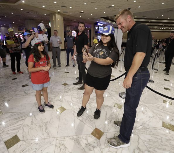 September 12, 2019:   Clint Bowyer and Kevin Harvick at the MGM in Las Vegas, NV. (HHP/Harold Hinson)