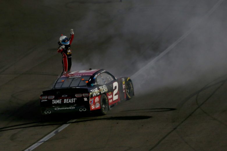 LAS VEGAS, NEVADA - SEPTEMBER 14: Tyler Reddick, driver of the #2 TAME the BEAST Chevrolet, celebrates after winning the NASCAR Xfinity Series Rhino Pro Trucks Outfitters 300 at Las Vegas Motor Speedway on September 14, 2019 in Las Vegas, Nevada. (Photo by Matt Sullivan/Getty Images) | Getty Images