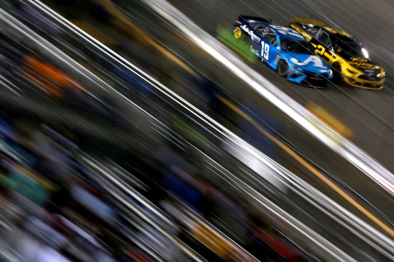 RICHMOND, VA - APRIL 13: Martin Truex Jr, driver of the #19 Auto Owners Insurance Toyota, races Brad Keselowski, driver of the #2 Alliance Truck Parts Ford, during the Monster Energy NASCAR Cup Series Toyota Owners 400 at Richmond Raceway on April 13, 2019 in Richmond, Virginia. (Photo by Sean Gardner/Getty Images) | Getty Images