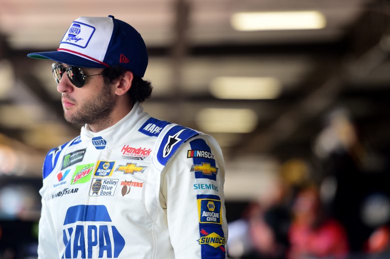 DARLINGTON, SOUTH CAROLINA - AUGUST 30: Chase Elliott, driver of the #9 NAPA Throwback Chevrolet, stands in the garage area during practice for the Monster Energy NASCAR Cup Series Bojangles' Southern 500 at Darlington Raceway on August 30, 2019 in Darlington, South Carolina. (Photo by Jared C. Tilton/Getty Images) | Getty Images
