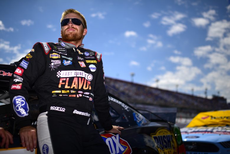 DARLINGTON, SOUTH CAROLINA - AUGUST 31: Chris Buescher, driver of the #37 Kroger Fast Lane to Flavor Chevrolet, looks on during qualifying for the Monster Energy NASCAR Cup Series Bojangles' Southern 500 at Darlington Raceway on August 31, 2019 in Darlington, South Carolina. (Photo by Jared C. Tilton/Getty Images) | Getty Images