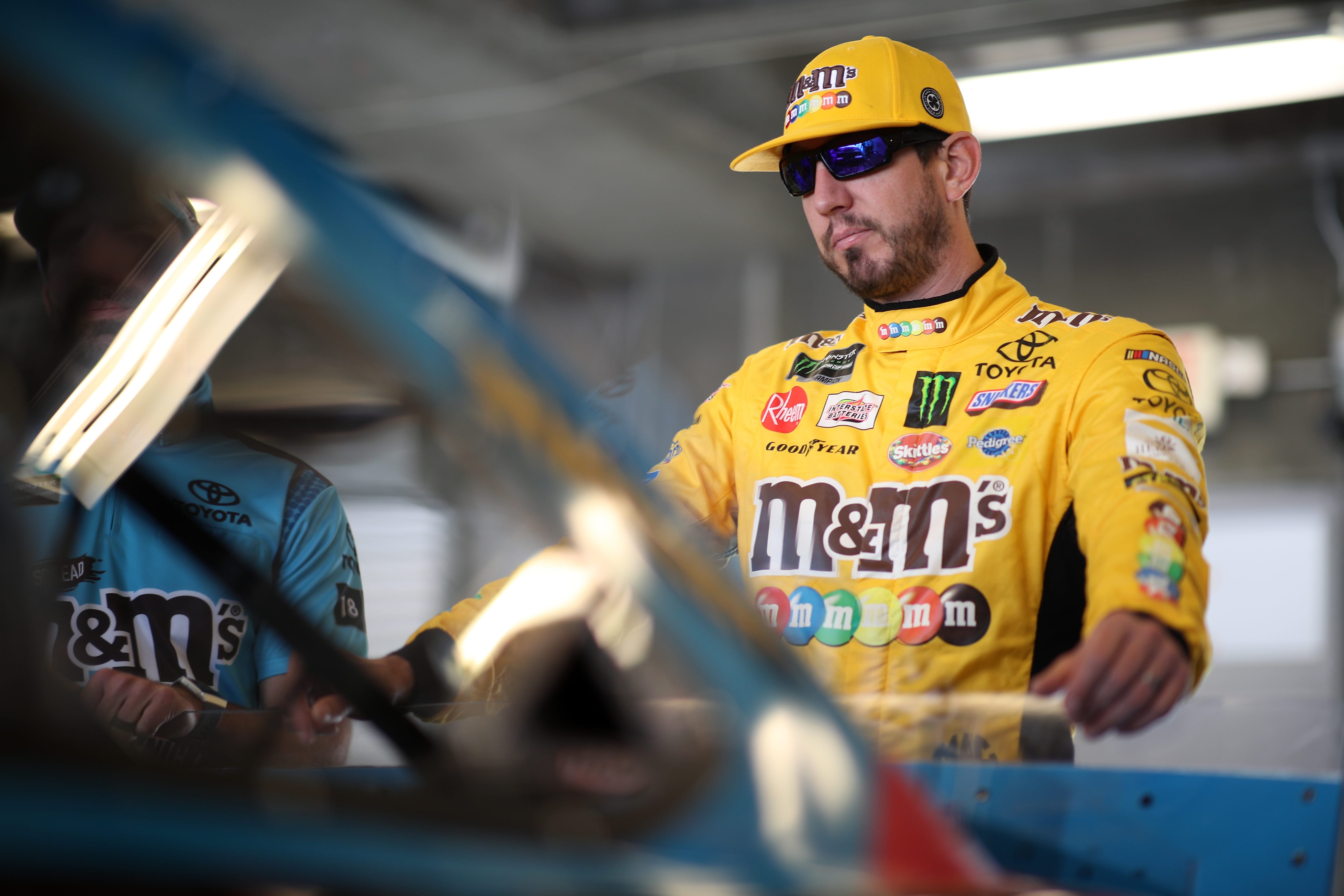 INDIANAPOLIS, INDIANA - SEPTEMBER 07: Kyle Busch, driver of the #18 M&M's Toyota, prepares to drive during practice for the Monster Energy NASCAR Cup Series Big Machine Vodka 400 at Indianapolis Motor Speedway on September 07, 2019 in Indianapolis, Indiana. (Photo by Chris Graythen/Getty Images) | Getty Images
