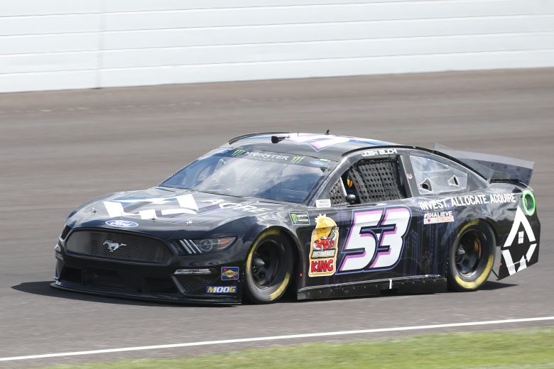 INDIANAPOLIS, INDIANA - SEPTEMBER 07: Josh Bilicki, driver of the #53 AQRE.app Ford, drives during practice for the Monster Energy NASCAR Cup Series Big Machine Vodka 400 at Indianapolis Motor Speedway on September 07, 2019 in Indianapolis, Indiana. (Photo by Matt Sullivan/Getty Images) | Getty Images