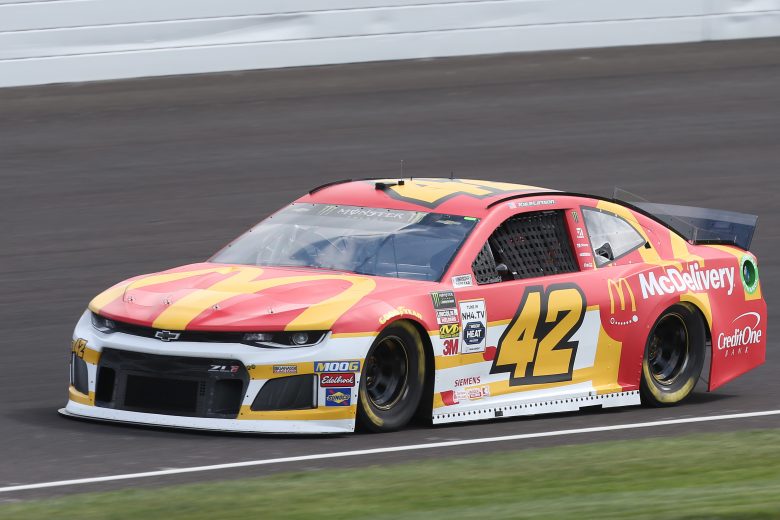 INDIANAPOLIS, INDIANA - SEPTEMBER 07: Kyle Larson, driver of the #42 McDonald's Chevrolet, drives during practice for the Monster Energy NASCAR Cup Series Big Machine Vodka 400 at Indianapolis Motor Speedway on September 07, 2019 in Indianapolis, Indiana. (Photo by Matt Sullivan/Getty Images) | Getty Images