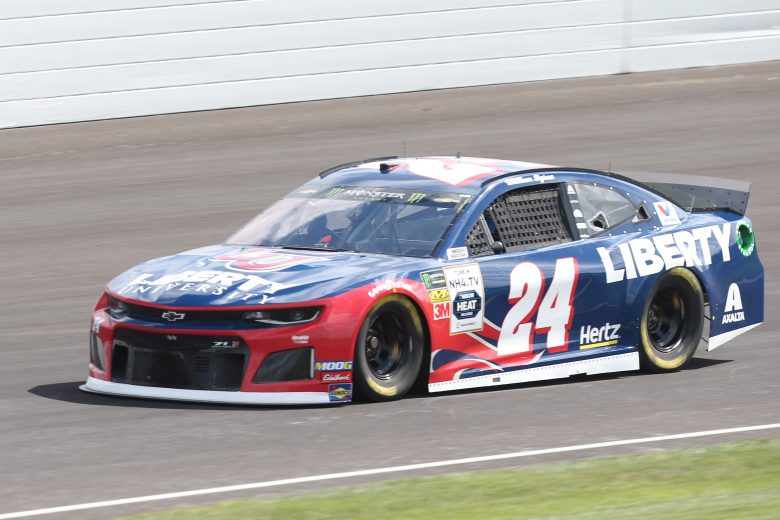 INDIANAPOLIS, INDIANA - SEPTEMBER 07: William Byron, driver of the #24 Liberty University Chevrolet, drives during practice for the Monster Energy NASCAR Cup Series Big Machine Vodka 400 at Indianapolis Motor Speedway on September 07, 2019 in Indianapolis, Indiana. (Photo by Matt Sullivan/Getty Images) | Getty Images