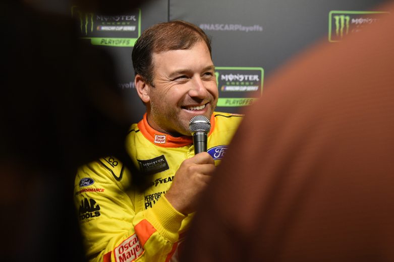 LAS VEGAS, NEVADA - SEPTEMBER 12:  Ryan Newman, driver of the #6 Acorns Ford speaks with members of the media during the Monster Energy NASCAR Cup Series Playoffs Media Day at the South Point Hotel & Casino on September 12, 2019 in Las Vegas, Nevada.  (Photo by David Becker/Getty Images) | Getty Images