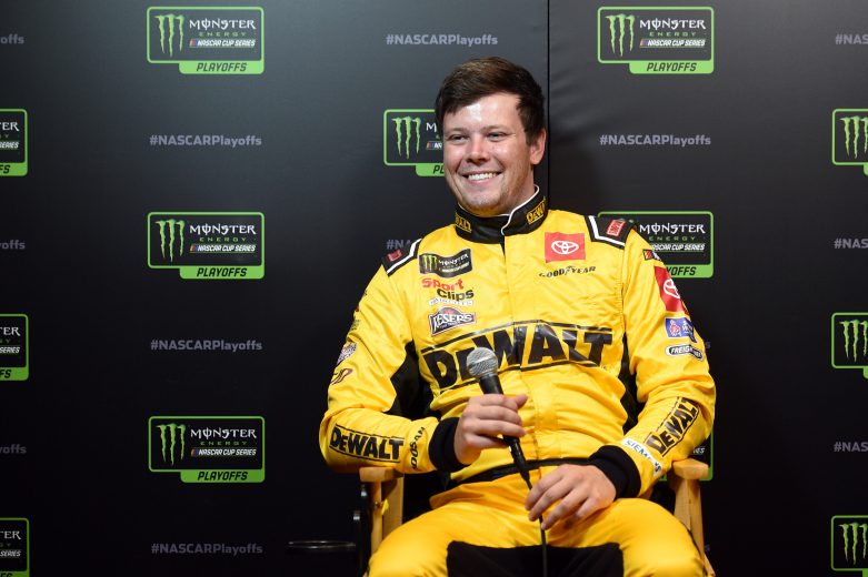 LAS VEGAS, NEVADA - SEPTEMBER 12:  Erik Jones, driver of the #20 STANLEY Wish For Our Heros Toyota, speaks with members of the media during the Monster Energy NASCAR Cup Series Playoffs Media Day at the South Point Hotel & Casino on September 12, 2019 in Las Vegas, Nevada.  (Photo by David Becker/Getty Images) | Getty Images