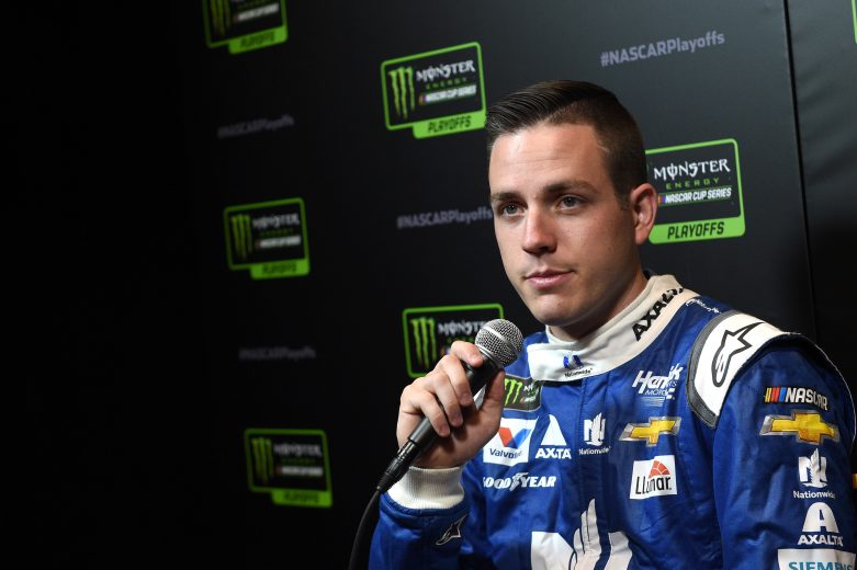LAS VEGAS, NEVADA - SEPTEMBER 12:  Alex Bowman, driver of the #88 Nationwide Chevrolet, speaks with members of the media during the Monster Energy NASCAR Cup Series Playoffs Media Day at the South Point Hotel & Casino on September 12, 2019 in Las Vegas, Nevada.  (Photo by David Becker/Getty Images) | Getty Images