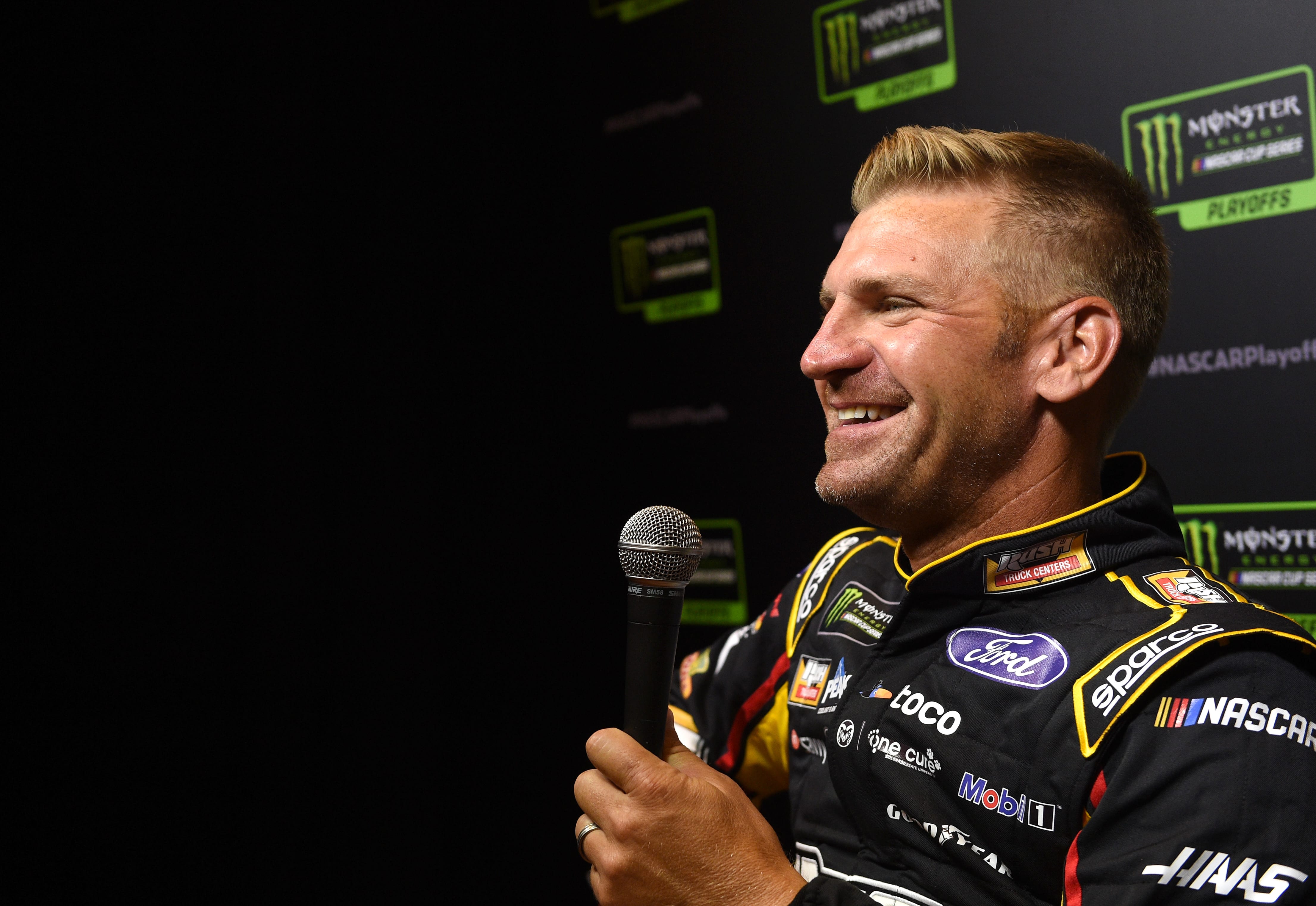 LAS VEGAS, NEVADA - SEPTEMBER 12:  Clint Bowyer, driver of the #14 Rush/Cummins Ford, speaks with members of the media during the Monster Energy NASCAR Cup Series Playoffs Media Day at the South Point Hotel & Casino on September 12, 2019 in Las Vegas, Nevada.  (Photo by David Becker/Getty Images) | Getty Images