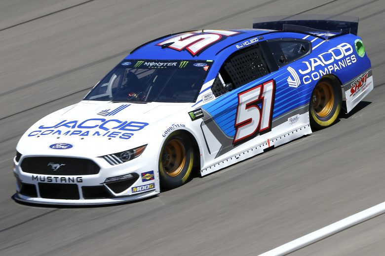 LAS VEGAS, NEVADA - SEPTEMBER 13: BJ McLeod, driver of the #51 Jacob Companies Chevrolet, drives during practice for the Monster Energy NASCAR Cup Series South Point 400 at Las Vegas Motor Speedway on September 13, 2019 in Las Vegas, Nevada. (Photo by Jonathan Ferrey/Getty Images) | Getty Images