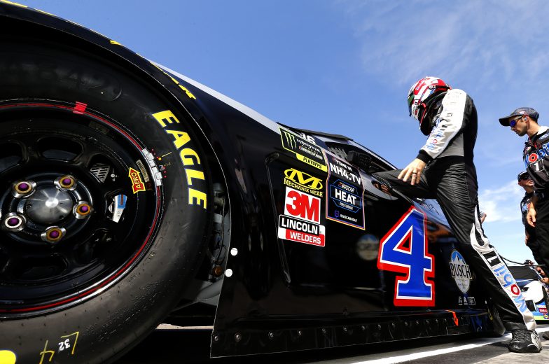 LAS VEGAS, NEVADA - SEPTEMBER 14: Kevin Harvick, driver of the #4 Mobil 1 Ford, climbs aboard during qualifying for the NASCAR Xfinity Series Rhino Pro Trucks Outfitters 300 at Las Vegas Motor Speedway on September 14, 2019 in Las Vegas, Nevada. (Photo by Jonathan Ferrey/Getty Images) | Getty Images