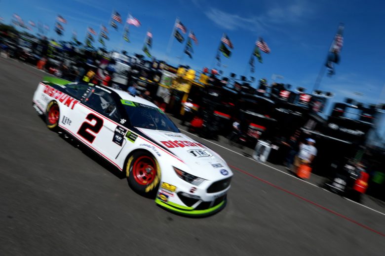 RICHMOND, VIRGINIA - SEPTEMBER 20: Brad Keselowski, driver of the #2 Discount Tire Ford, drives through the garage during practice for the Monster Energy NASCAR Cup Series Federated Auto Parts 400 at Richmond Raceway on September 20, 2019 in Richmond, Virginia. (Photo by Sean Gardner/Getty Images) | Getty Images