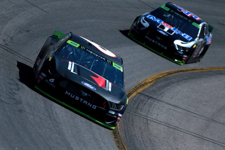 RICHMOND, VIRGINIA - SEPTEMBER 20: Ryan Newman, driver of the #6 Roush Performance Ford, races Kevin Harvick, driver of the #4 Mobil 1 Ford, car during practice for the Monster Energy NASCAR Cup Series Federated Auto Parts 400 at Richmond Raceway on September 20, 2019 in Richmond, Virginia. (Photo by Sean Gardner/Getty Images) | Getty Images
