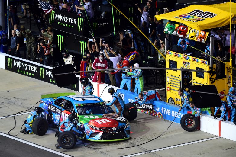 RICHMOND, VIRGINIA - SEPTEMBER 21: Kyle Busch, driver of the #18 M&M's Hazelnut Toyota, pits during the Monster Energy NASCAR Cup Series Federated Auto Parts 400 at Richmond Raceway on September 21, 2019 in Richmond, Virginia. (Photo by Jared C. Tilton/Getty Images) | Getty Images