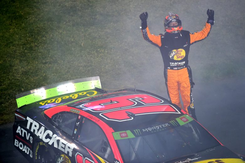 RICHMOND, VIRGINIA - SEPTEMBER 21: Martin Truex Jr., driver of the #19 Bass Pro Shops Toyota, celebrates winning the Monster Energy NASCAR Cup Series Federated Auto Parts 400 at Richmond Raceway on September 21, 2019 in Richmond, Virginia. (Photo by Jared C. Tilton/Getty Images) | Getty Images
