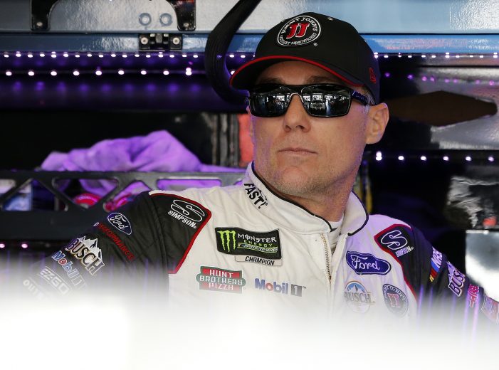CHARLOTTE, NORTH CAROLINA - SEPTEMBER 28: Kevin Harvick, driver of the #4 Jimmy John's Ford, stands in the garage area during practice for the Monster Energy NASCAR Cup Series Bank of America ROVAL 400 at Charlotte Motor Speedway on September 28, 2019 in Charlotte, North Carolina. (Photo by Brian Lawdermilk/Getty Images) | Getty Images